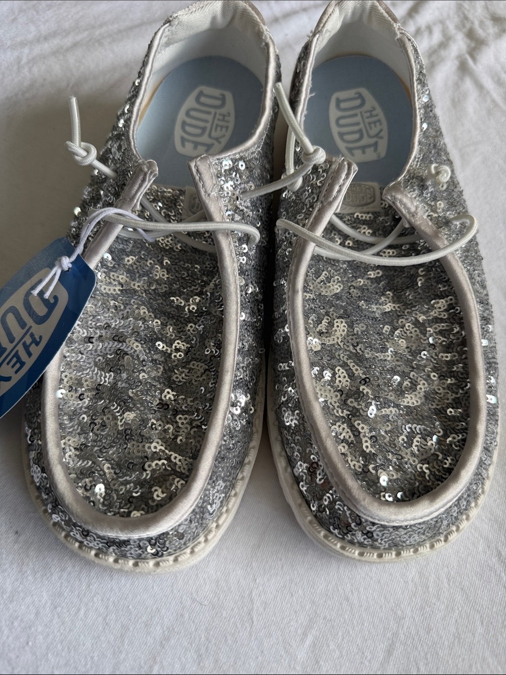 Hey Dude Kids Silver Sequin Slip-On Sneakers